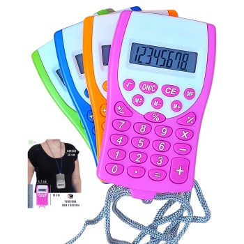 Calculadora com Cordão Pequena Colorida 8 Dígitos a Bateria