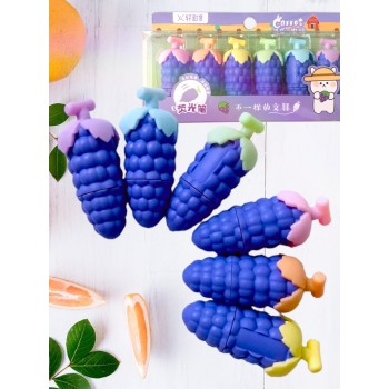 KIT 6 Mini Marca Texto Modelo UVA fazenda pastel Divertidos