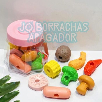 Pote com 8 pçs Borracha Escolar Simulação Vegetais e Lagosta - Papelaria Fofa Importada