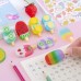 kit 1 com 4 Borracha Escolar Picole frutas ice cream material escolar Kawaii divertida