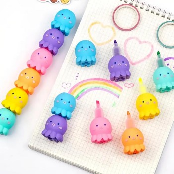 Caneta Mini Marca Texto Fofo Polvo Polvinho Com 5 Cores