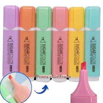 6 Cores De Açúcar 12CM Grande Marcador Marca Texto Pastel Estudantil Criativo Caneta Papelaria
