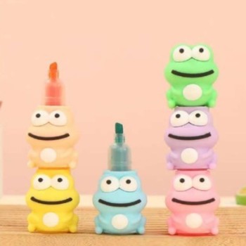 Marca Texto Sapinhos Empilháveis Kit 5 Cores Papelaria Fofa Kawaii