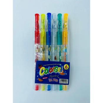 6 cores Caneta Gel  Fruta Cheiro Colorgel Canetinhas Coloridas Perfumadas glitter kit