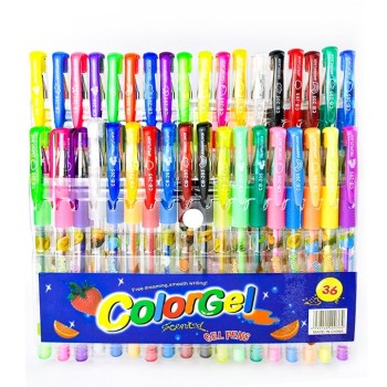 36 cores Caneta Gel Colorgel Canetinhas Coloridas Perfumadas glitter kit