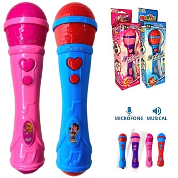 Microfone Infantil Sai a Voz e Musical Brinquedo Cantor Rock