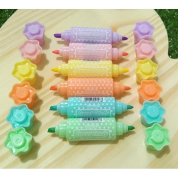 Dupla Ponta 6 Cores Marcador Marca Texto Bala Sweet Candy