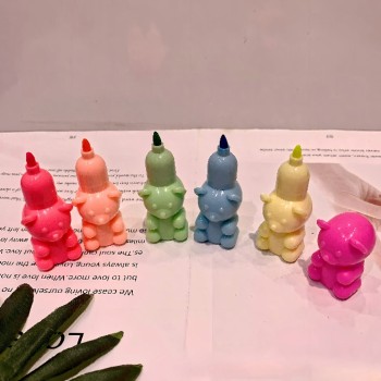 Marca Texto Urso Colorido Liso Sentado Kit 5 Cores Papelaria Fofa