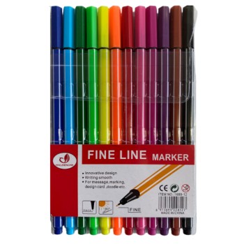 Kit de canetas com 12 cores Fine Line Coloridas Ponta Fina 0.4 mm Fineliner