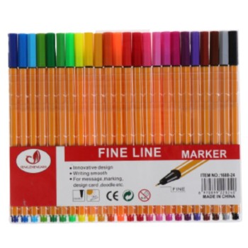  Kit de canetas com 24 cores Fine Line Amarelo Ponta Fina 0.4 mm Fineliner