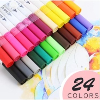 Kit 24 Canetas Coloridas Para Canetas Marcadores Com Ponta Dupla Papelaria/Escritório/Escola
