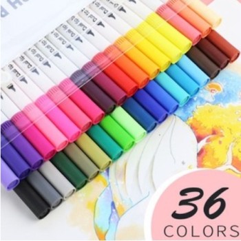 Kit 36 Canetas Coloridas Para Canetas Marcadores Com Ponta Dupla Papelaria/Escritório/Escola