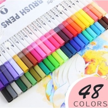 Kit 48 Canetas Coloridas Para Canetas Marcadores Com Ponta Dupla Papelaria/Escritório/Escola