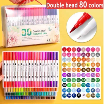 Kit 80 Marcadores Coloridos Conjunto De Cabeça Dupla Caneta Destacadora Pincel De Aquarela Caligrafia De Volta À Escola
