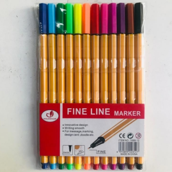  Kit de canetas com 12 cores Fine Line Amarelo Ponta Fina 0.4 mm Fineliner