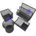 KIT 4 Com 1 Porta Lápis redondo+3 Porta Treco Organizador de Mesa de Escritório Kit caneta metal armado