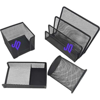 KIT 4 Com 1 Porta Lápis redondo+3 Porta Treco Organizador de Mesa de Escritório Kit caneta metal armado