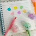 2EM 1 Caneta Miçangas Pulseiras+ Mini Marca Textos Pirulitos Papelaria Fofa Kawaii Decoraçaos De Estrelas/Bolinhas