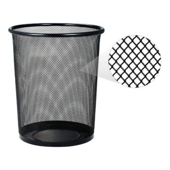 12 L Grande Lixeira Metal Aramado Cesto de lixo 12 L Preta Redonda Para Escritório Casa Quarto