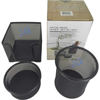 KIT 3 Com 2 Porta Lápis redondo+1 Porta Treco Organizador de Mesa de Escritório Kit caneta metal armado