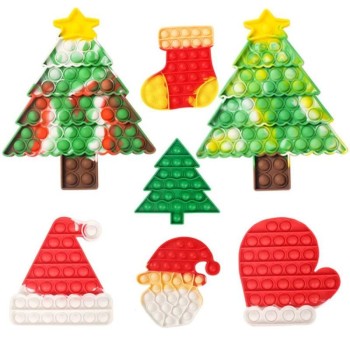 Brinquedo Natal Pop It Bolhas Sortidos Silicone Fidget Brinquedo de Apertar Antiestresse