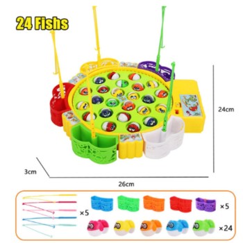  Brinquedo Infantil 24 PEIXES Pescaria Pega Peixe Pesca Maluca Musica para Crianças