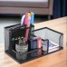 Porta Caneta Treco PRETO Organizador de Mesa de Escritório Multiuso 3 Divisórias Metal Armado