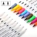 Kit 24 Canetas Coloridas Para Canetas Marcadores Com Ponta Dupla Papelaria/Escritório/Escola