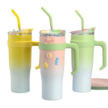 Copo Garrafa Térmico com Alça e Canudo 1 litro 1000ml Copo inoxidável - CX-7092