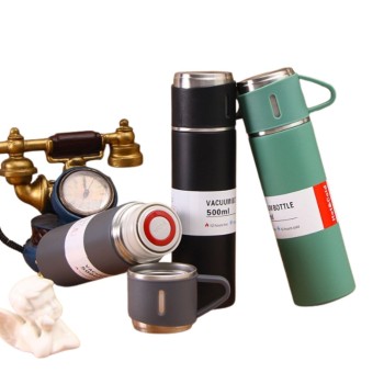Garrafa Termica Inox 500ml Agua ou Cafe Com tampa Copinho Academia Escolar - 20135