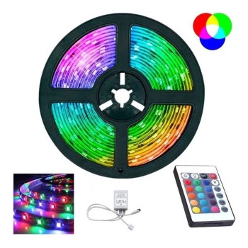 Fita Led Rgb 3528 Rolo 5m Com Controle Economica - 20038